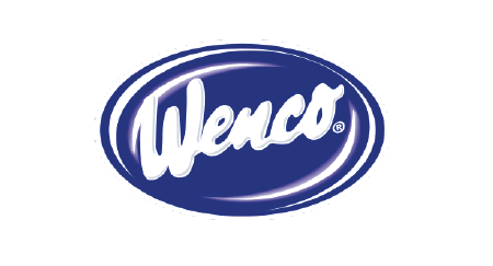 Logotipo de Wenco con fondo azul y texto blanco.